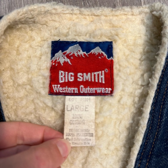Vintage Big Smith blue jean vest with sherpa lining - Picture 2 of 4